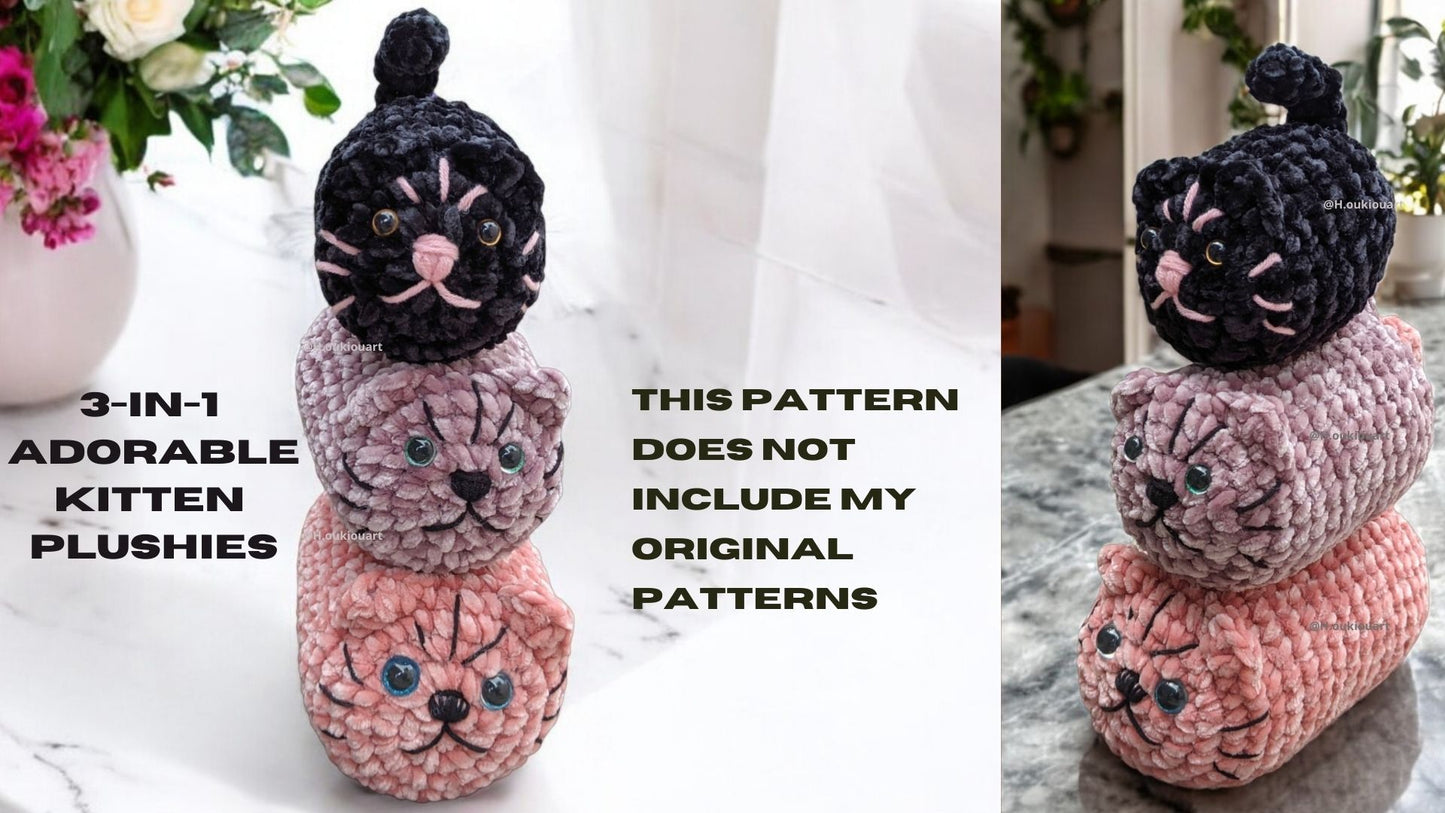 3-in-1 Sweet Kitten Plushies Patterns